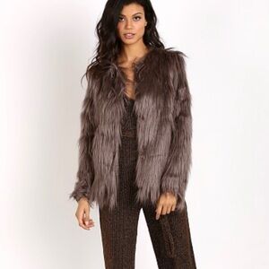 Wyldr Heidi Jacket Lavender Grey Small Faux Fur
